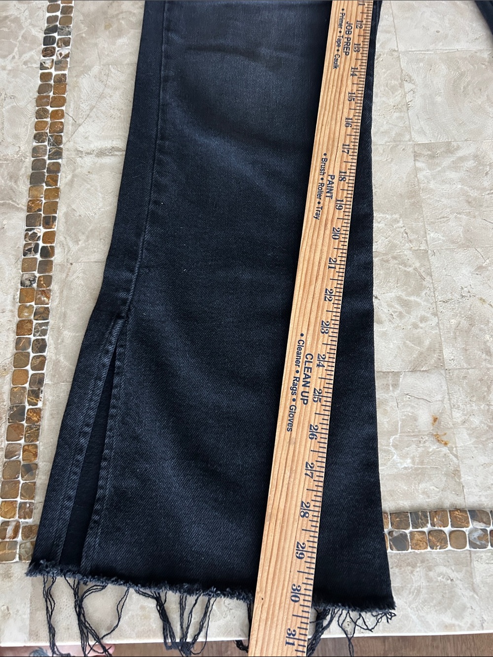 Risen Los Angeles Black High Rise Flare Raw Hem Jeans slit bottom legs Size 7/28 - Picture 12 of 12